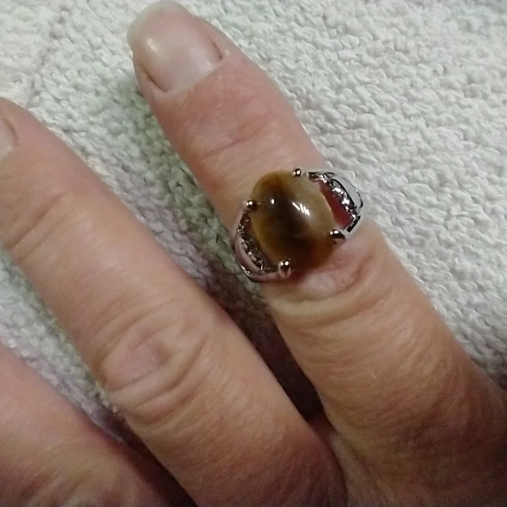 Silvertone tiger 🐅🐯 eye 👁️👀 ring 💍 8